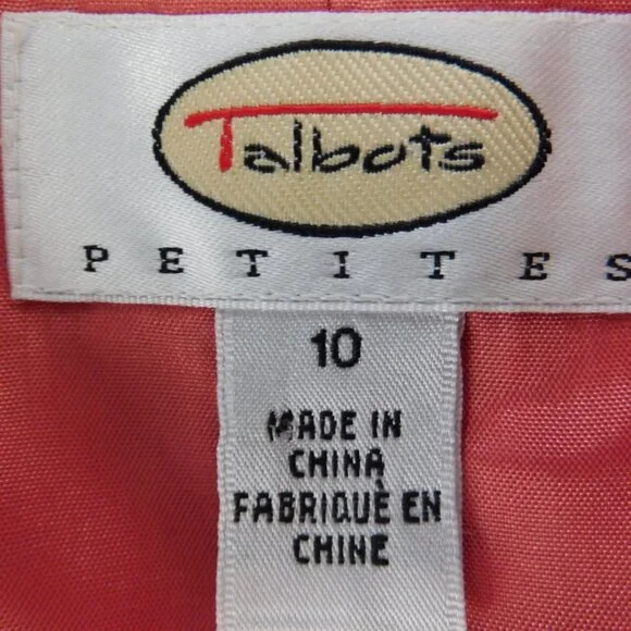 Talbots Coral Tweed Blazer with Black Fringe Trim - Picture 3 of 6